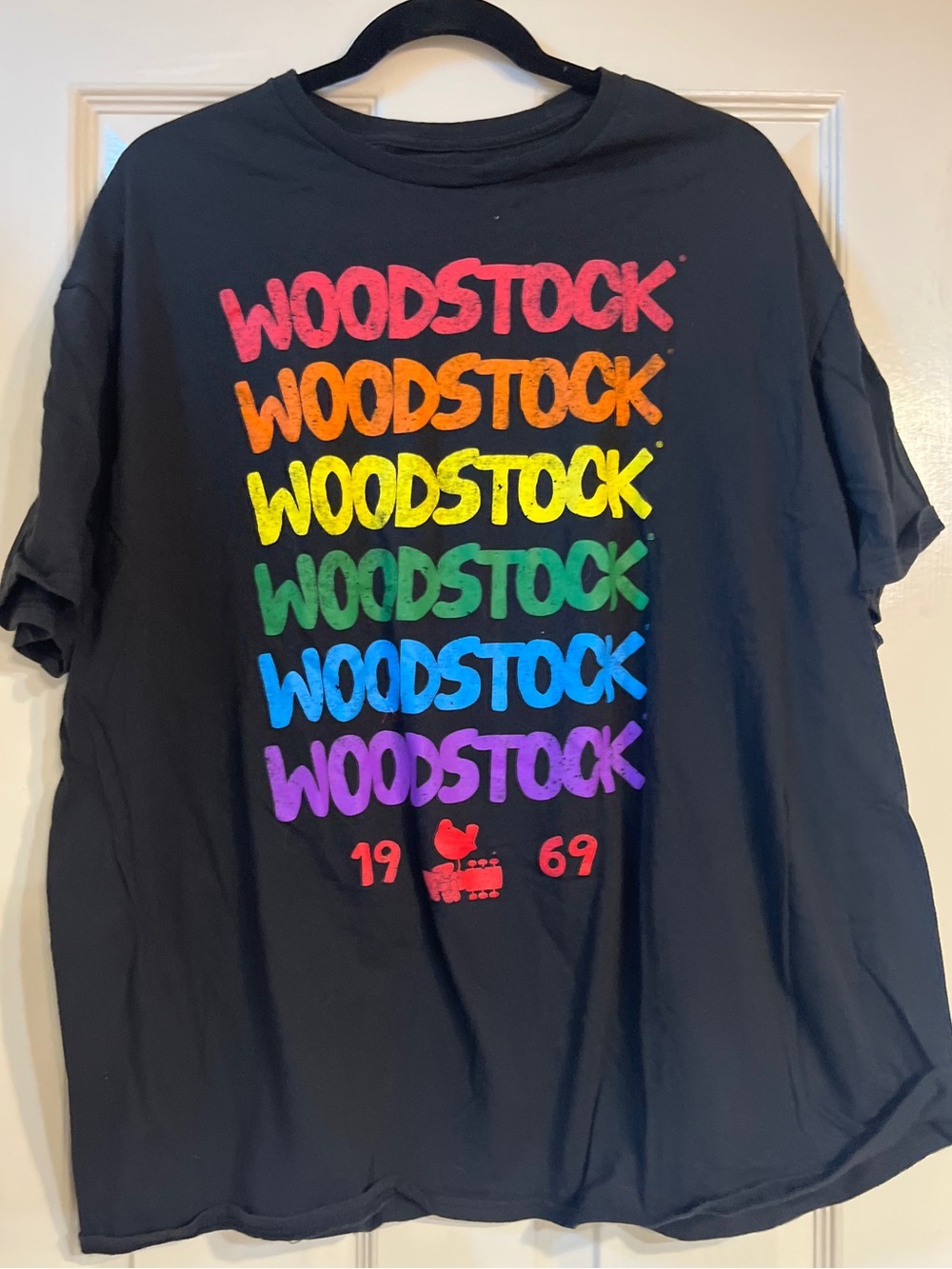Woodstock Black Rainbow Logo T‑Shirt